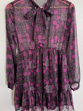 Zara Purple and Pink Floral Blouse